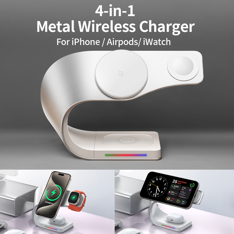 Wireless Charger Watch - Metal Shell 4 in 1 Wireless