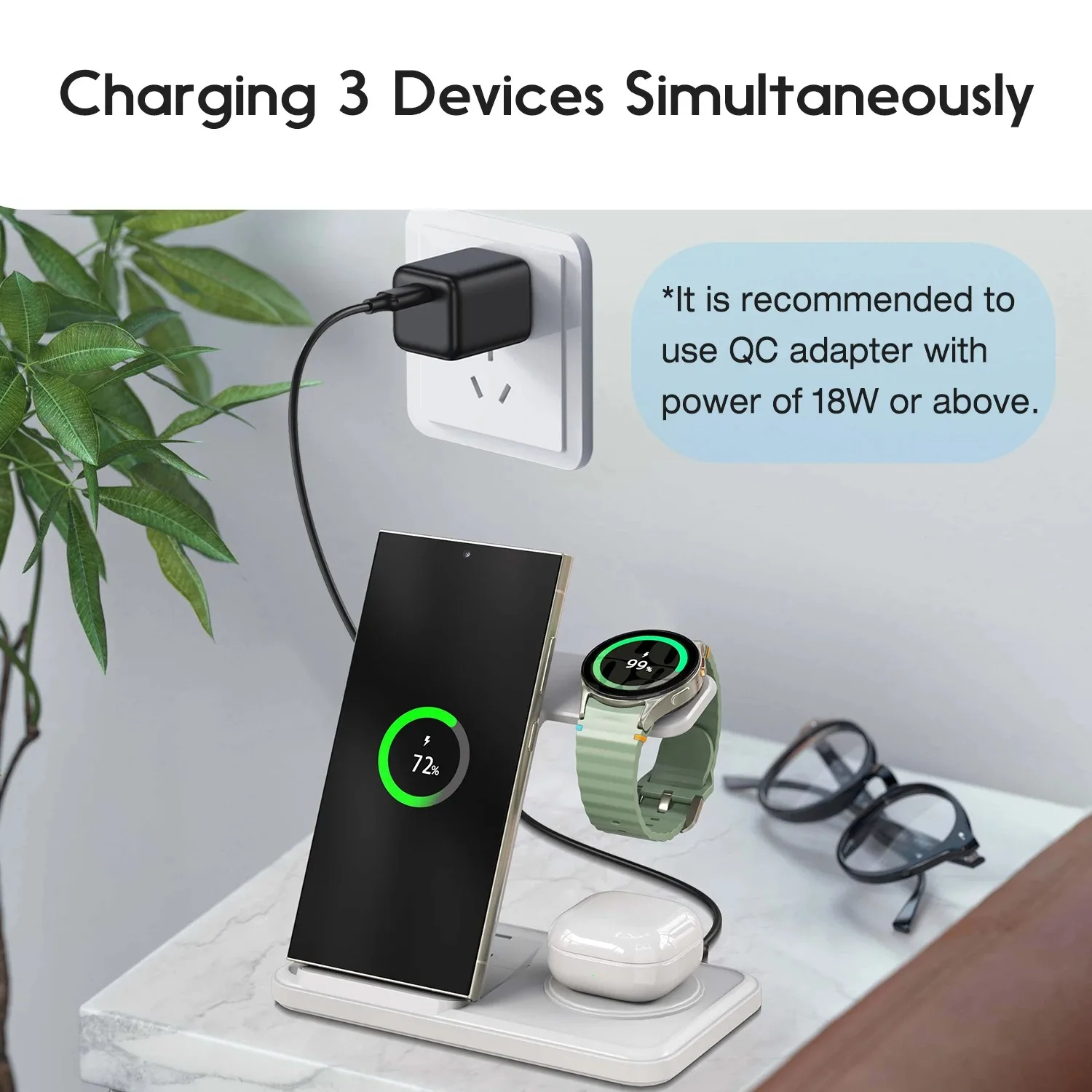 Desktop 3-in-1 Wireless Charge - đánh giá và giá Smartwatch Ac