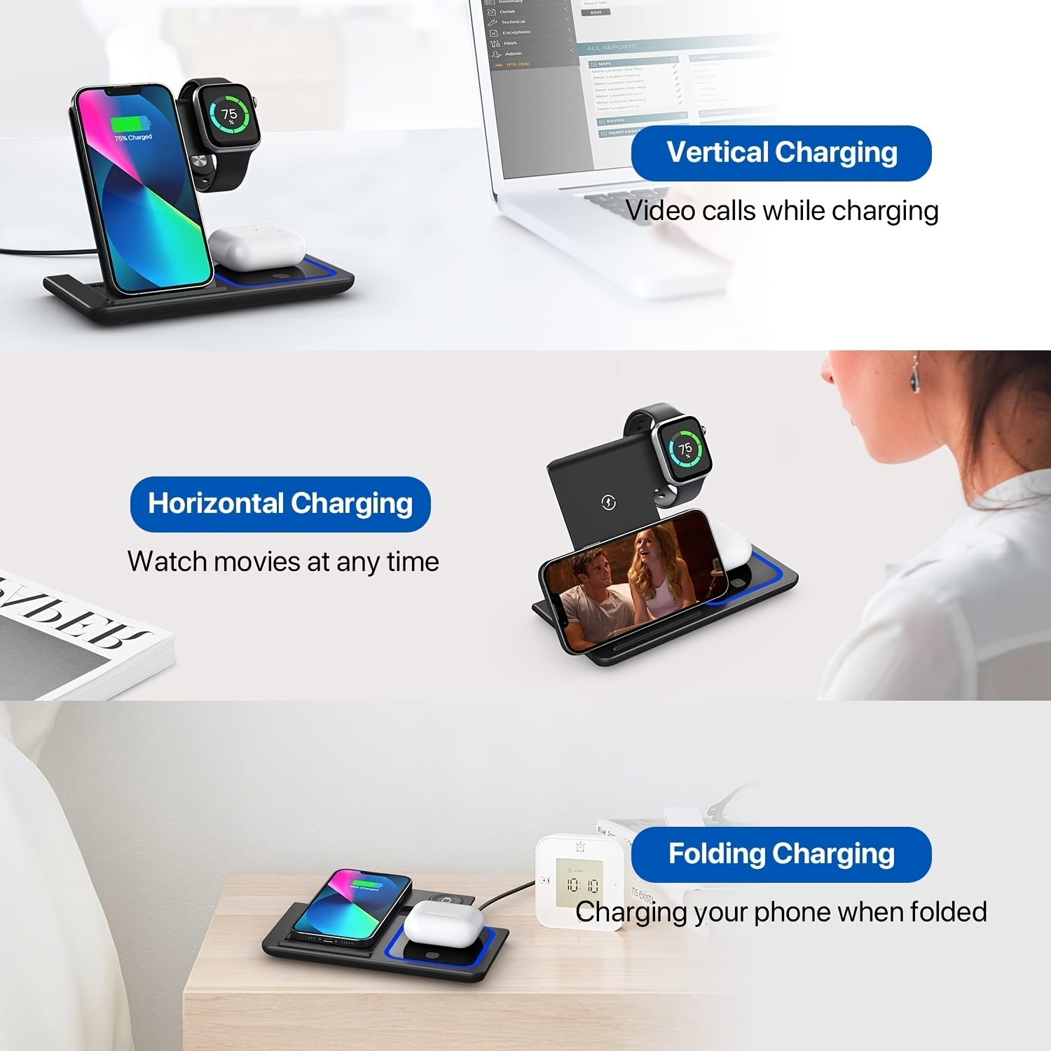 3-In-1 wireless charging stand - đánh giá và giá Watch Charging Dock