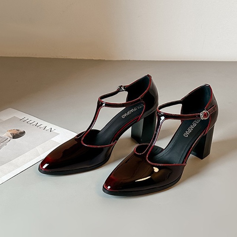 Mary Jane Shoes Black High Hee - đánh giá và giá Leather Classic Strap