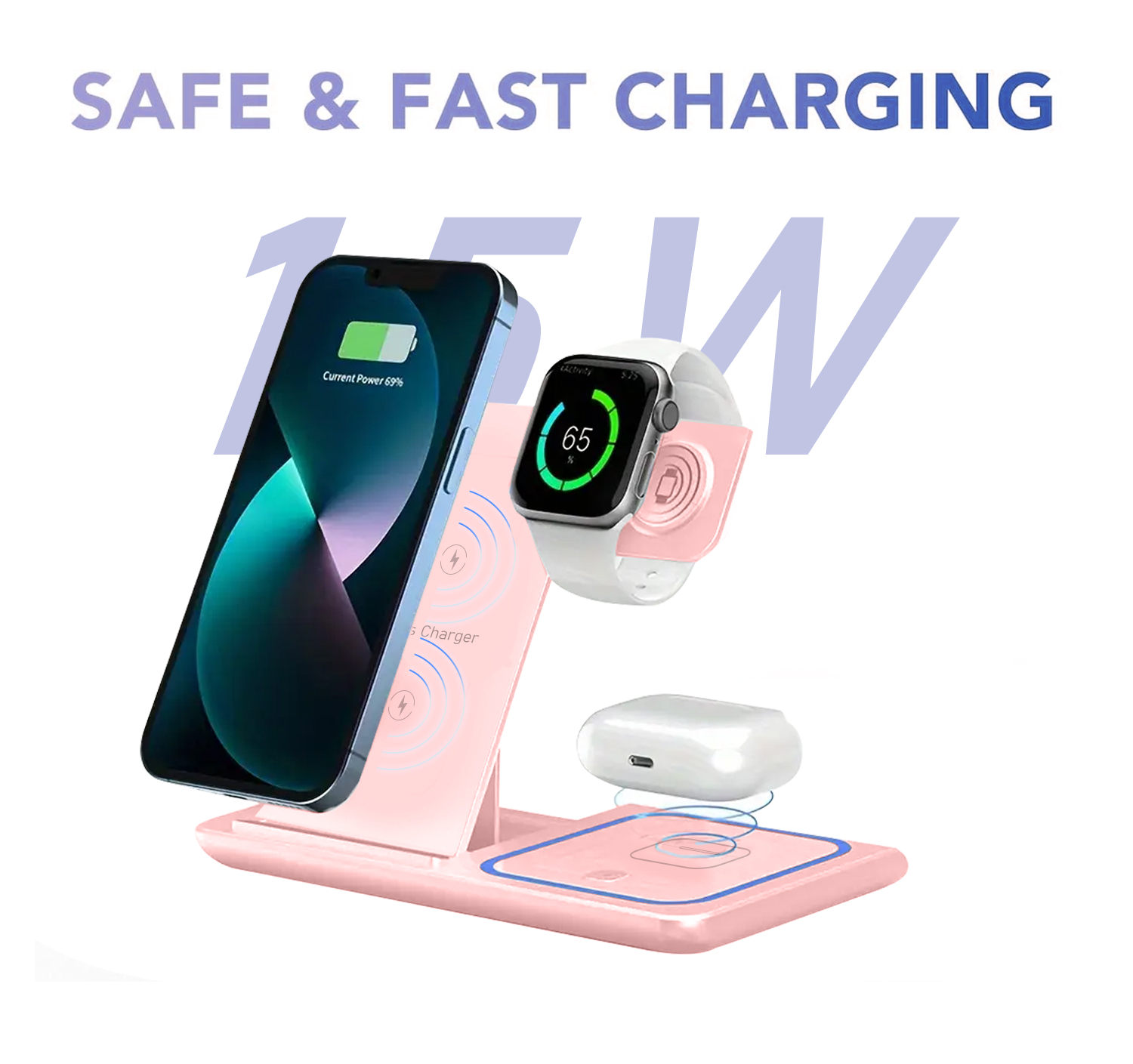 15W LED Fast Wireless Charger  - đánh giá và giá Smartwatch Ac
