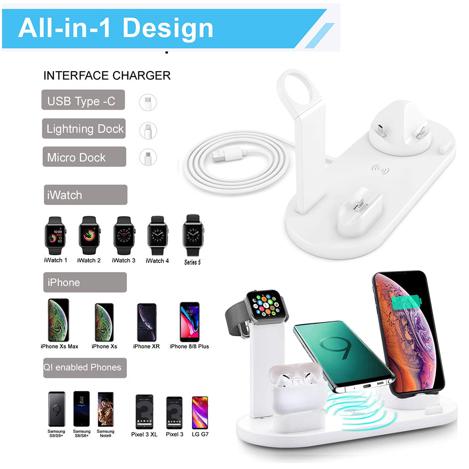 7 in 1 Wireless Charger Stand  - đánh giá và giá Wireless Charger Watch