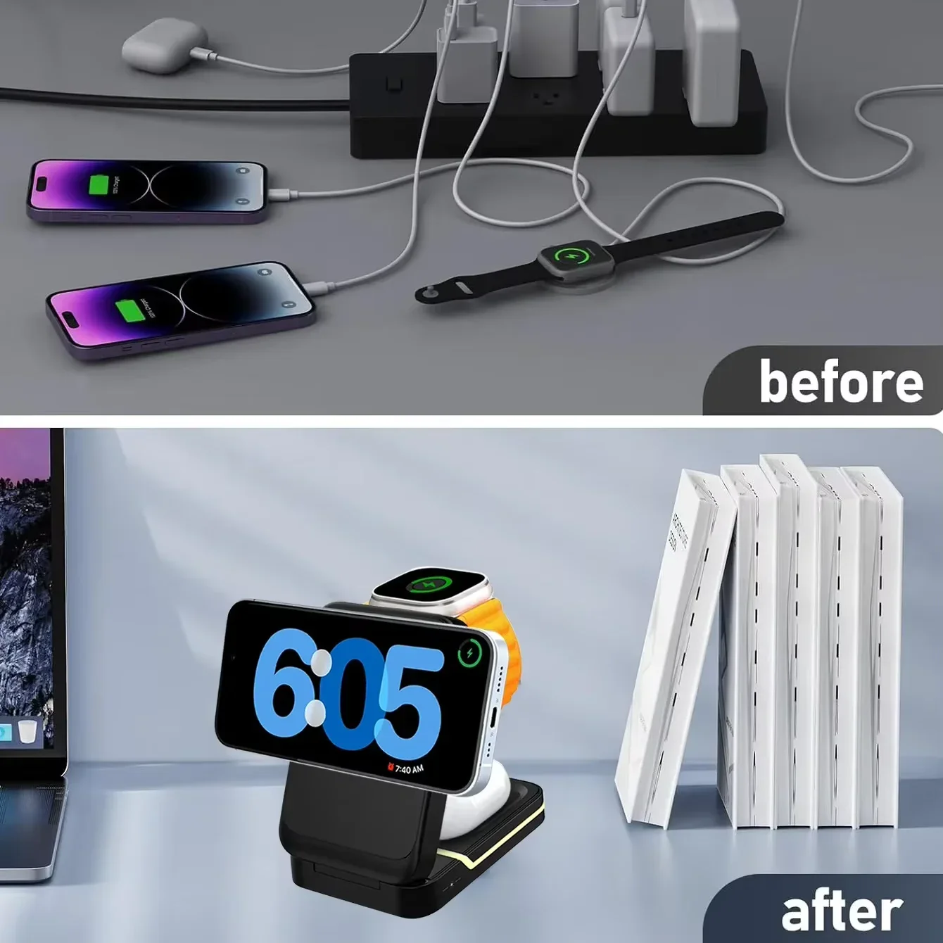 3 in 1 Magnetic Foldable Trave - đánh giá và giá Wireless Charger Watch