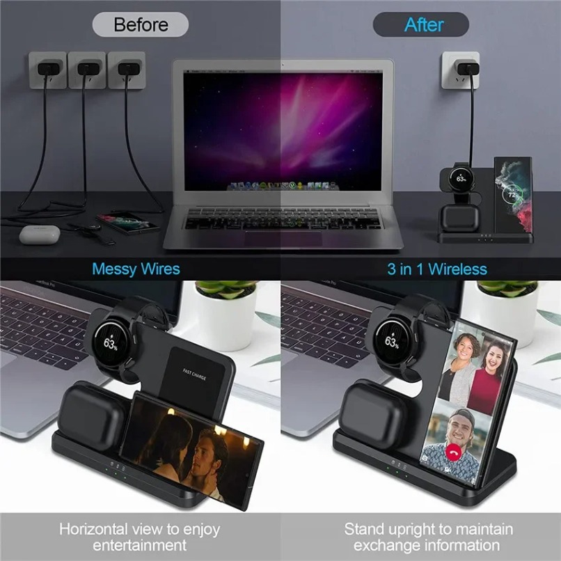 3 in 1 Fast Wireless Charger S - đánh giá và giá Smartwatch Ac